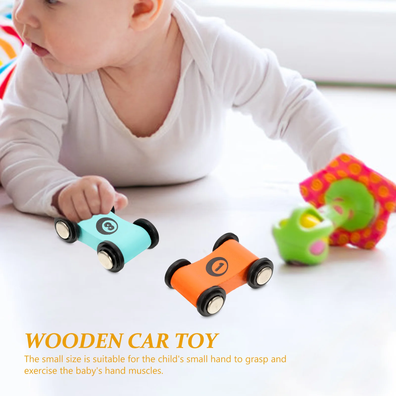 4 Pcs Toys Wooden Pull Back Car Race Track for Toddlers 1-3 Puzzle Colored Small Interactive Board Game