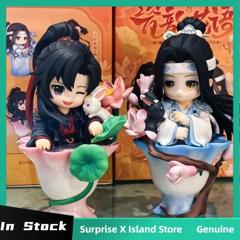 Caja ciega de porcelana Mo Dao Zu Shi genuina, serie de lenguaje floral de rima, figura de Pvc Wei Wuxian, colección de muñecos, caja misteriosa de regalo