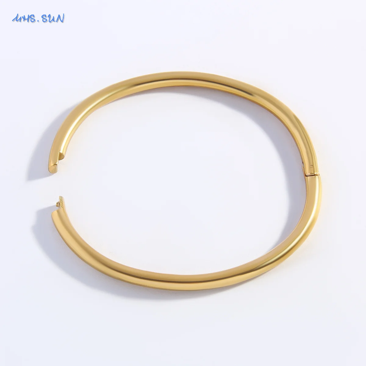 Simple Round Stainless Steel Bracelet Bangles For Women Adjustable Opening Gold Plated Smooth Bracelets Jewelry Couple Gift New