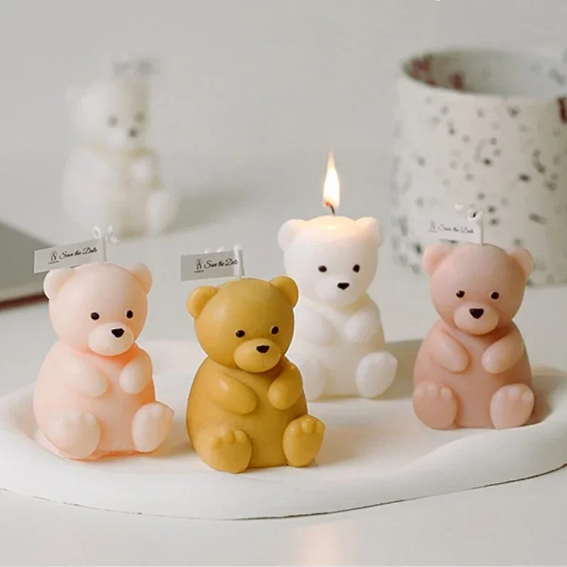 Kleine Bär Kerze Silikon Form 3D Nette Sitzende Bär Gips Harz Handwerk Zement Form DIY Tier Seife, Um Festival Geschenke