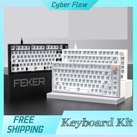 Feker Ik75 V3 Kit Wireless Mechanical Keyboard Custom Ik75 Pro 75% Diy Kit Hot Swap Rgb Dial Knob Keyboard Qmk+Via Silicone Pad