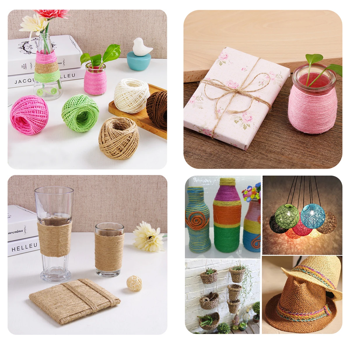 

Hemp Rope Jute Cord DIY Crafts Decorative Twine String Natural Art Projects Vintage Party Wedding