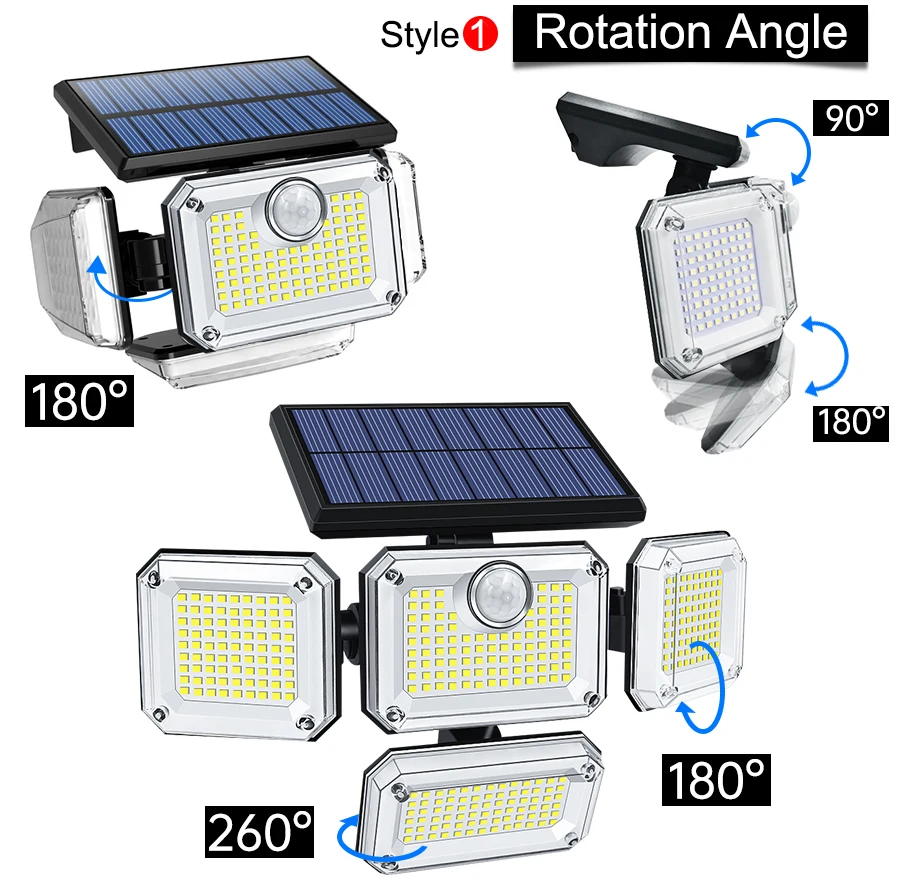 20w Solar licht 122/333led ip65 wasserdichte Solar-Garten lampe für den Außenbereich mit einstellbarem Weitwinkel mit 3 Modi – Detail 6