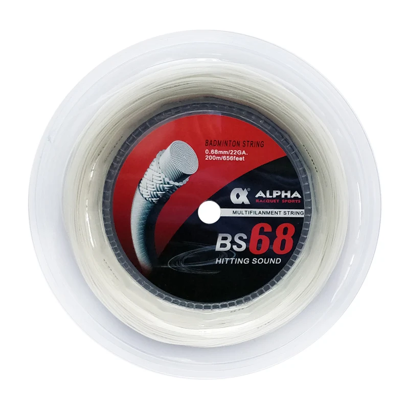 Alpha Badmintonschläger-Saitennetz, 200 m, Rollenkontrolle, 0,68 mm, hohe Elastizität, umfassende