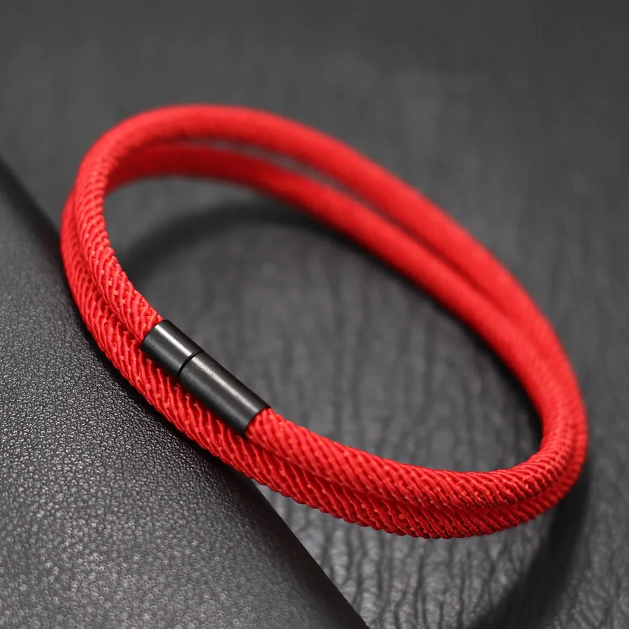 Lucky Red Men Bracelet Bilayer Milan Thread Wrap Braclet Outdoor Camping Survival Braslet Lucky Red Amulet Brazalete Pulseria