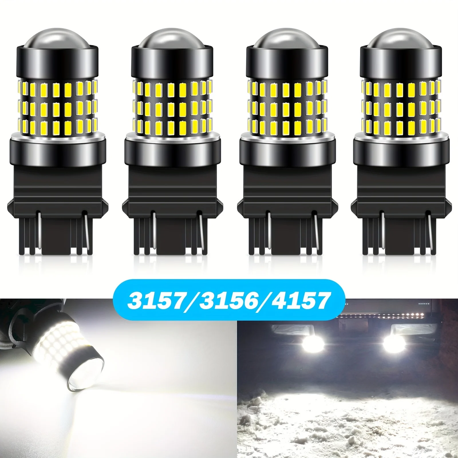 

4pcs 3157 3156 4157 3057 T25 LED Bulbs With Projector 12-24V 4W Super Bright For Turn Signal Backup Reverse Tail DRL Brake Light