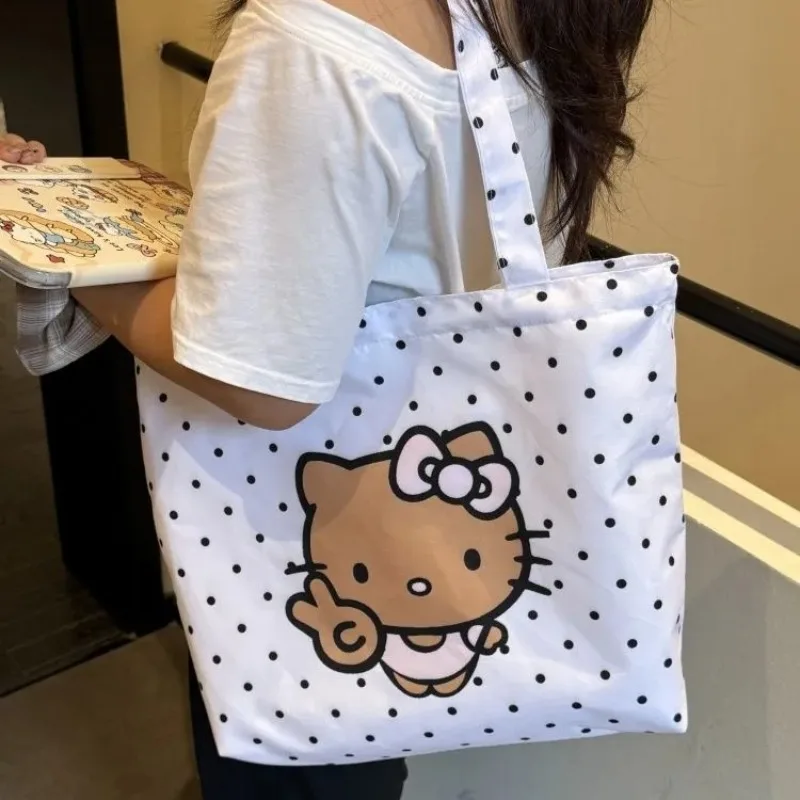 

Hello Kitty Tote Bag Cute Cartoon Printing Magnetic Button High-capacity Canvas Bag Delicate Versatile Commute Shoulder Bag