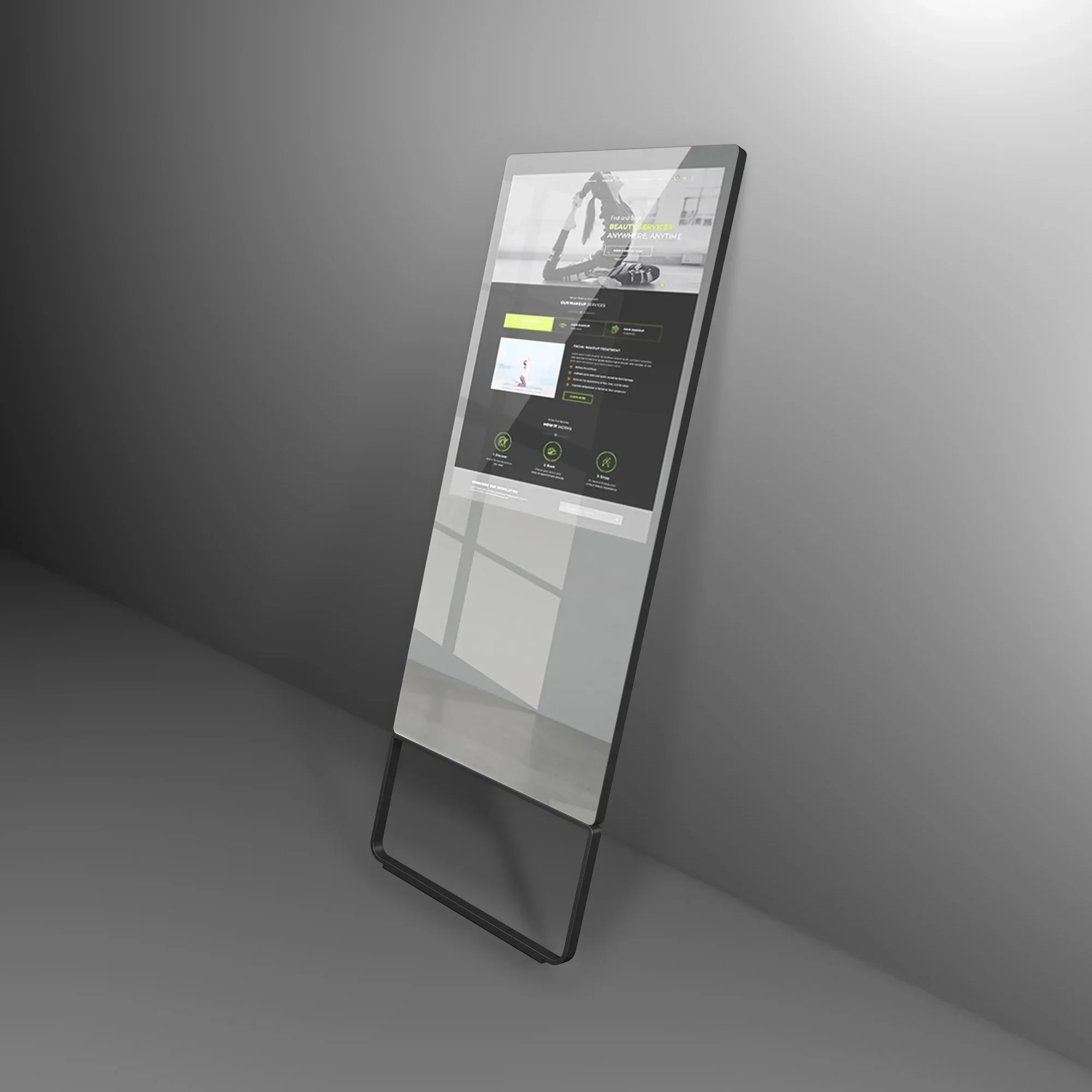 

Home smart gym exercise mirror fitness touch screen lcd display intelligent interactive workout mirror Touch Screen Kiosk