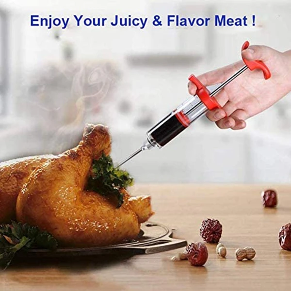 Meat Injector Syringe - 3 Marinade Injector Needles for BBQ Grill, Seasoning Injector for Meat , Easy to Use and