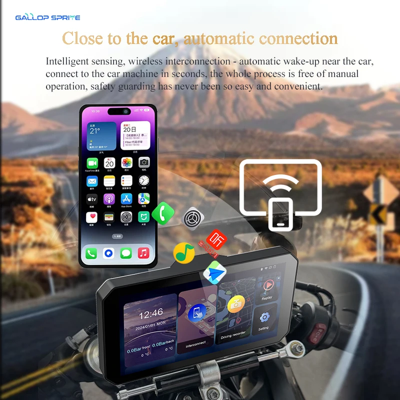 جالوب سبرايت 6 بوصة CarPlay دراجة نارية الملاحة شاشة عرض Carplay أندرويد السيارات مراقب موتو DVR GPS IPX7 مقاوم للماء