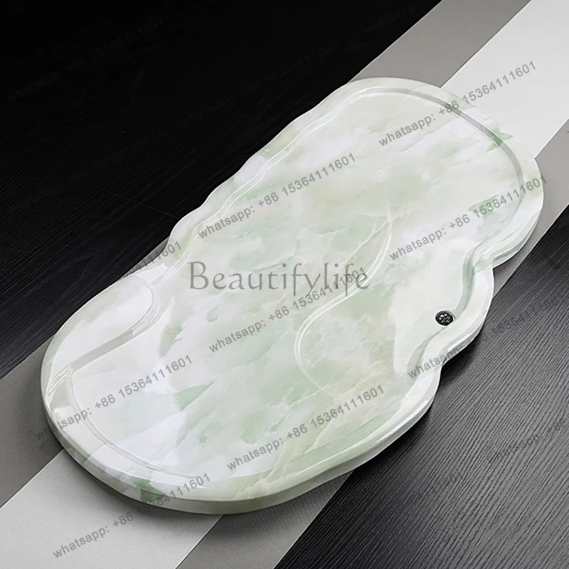 Best Sellers Luxury Stone Tea Tray Serving Plate Saucer Green Ceremony Big Round Tea Tray Coasters Hospitality Living Room Bande