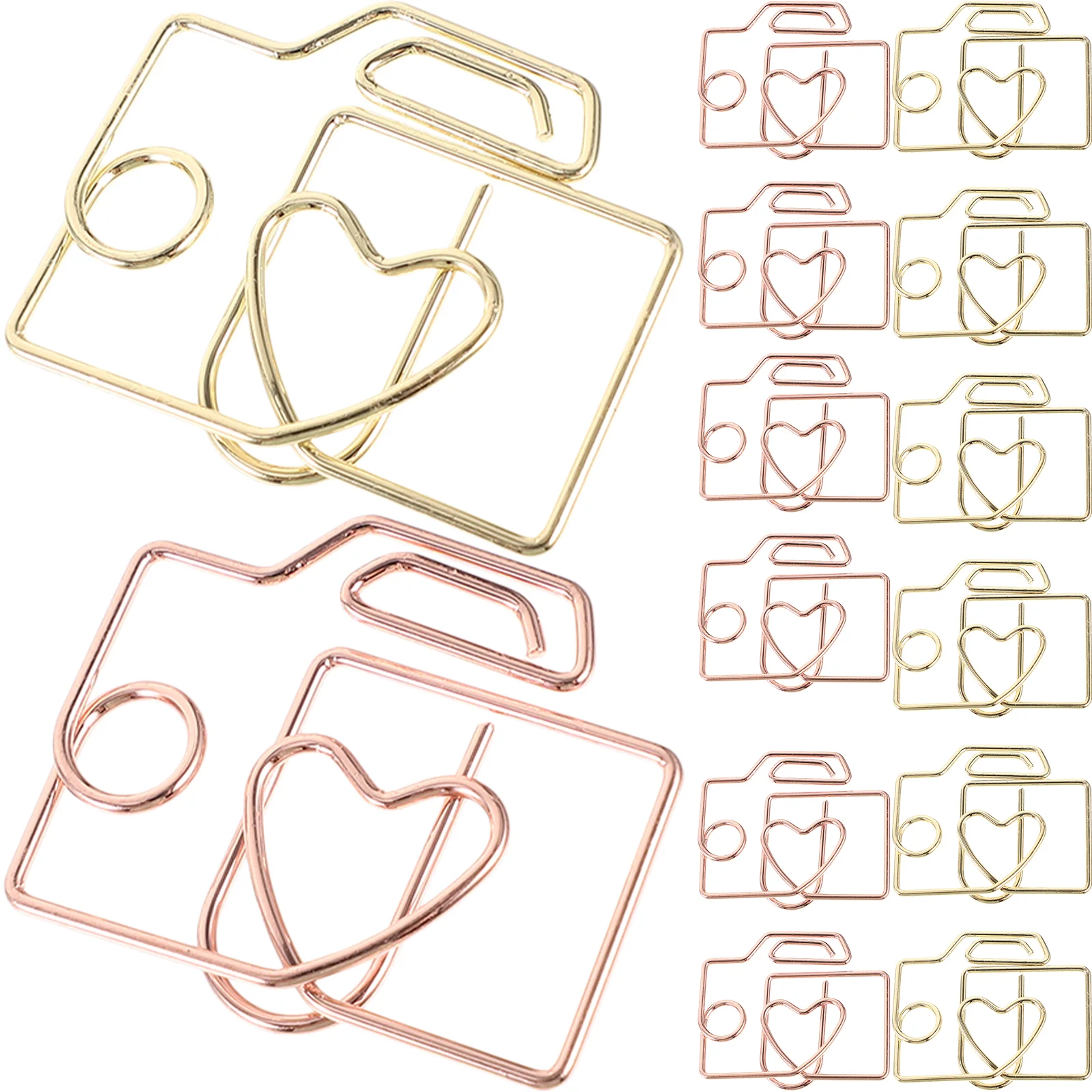 20 Pcs Camera Metal Mini Paper Clip Office Room Marking Clips Iron Wire Electroplating Alloy