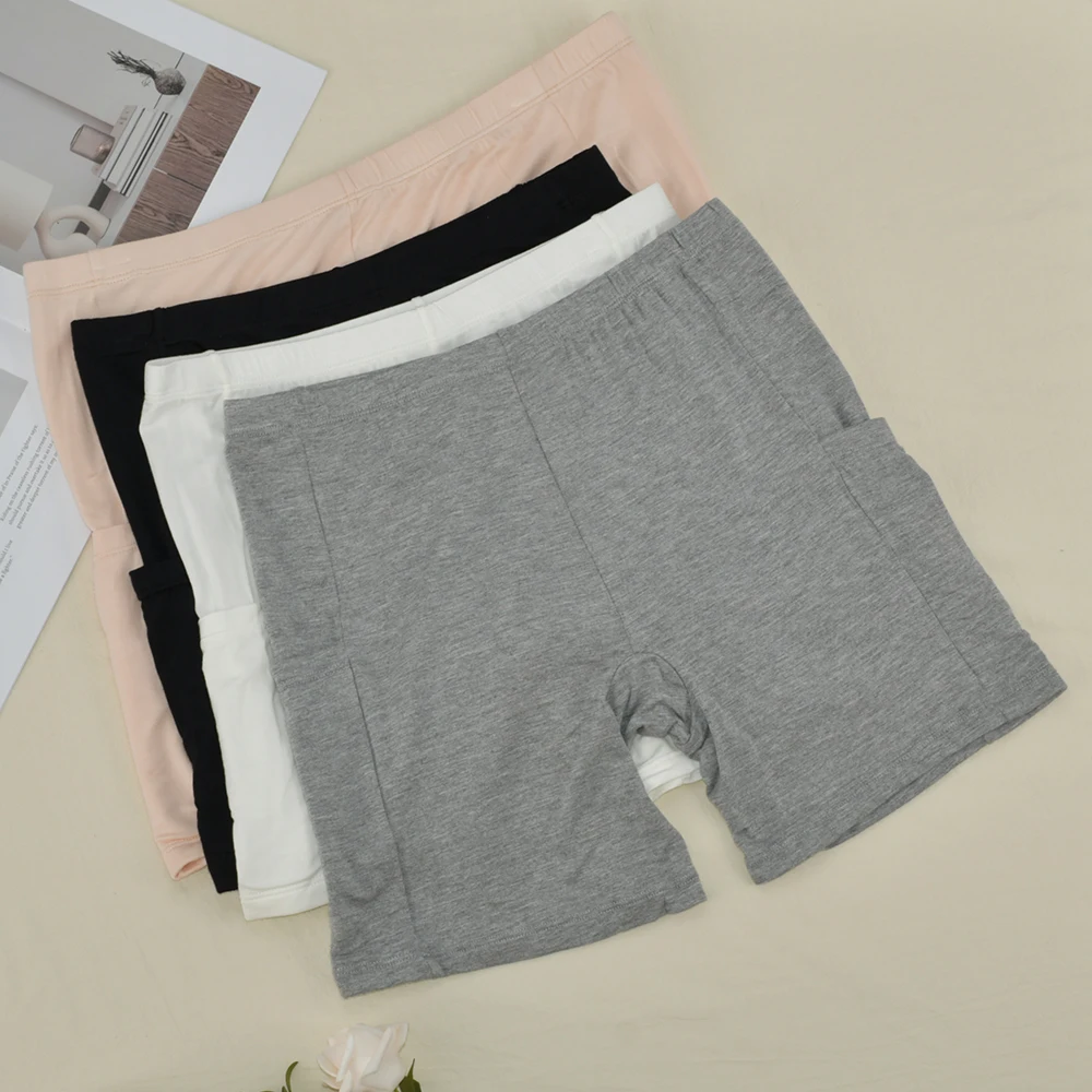 1 ks Dámské bezpečnostní kraťasy z modalu pro větší velikosti, kalhoty, stahování bříška, protiskluzové, bez stop, spodní prádlo s kapsou, elastické, měkké, legíny - náhled 6