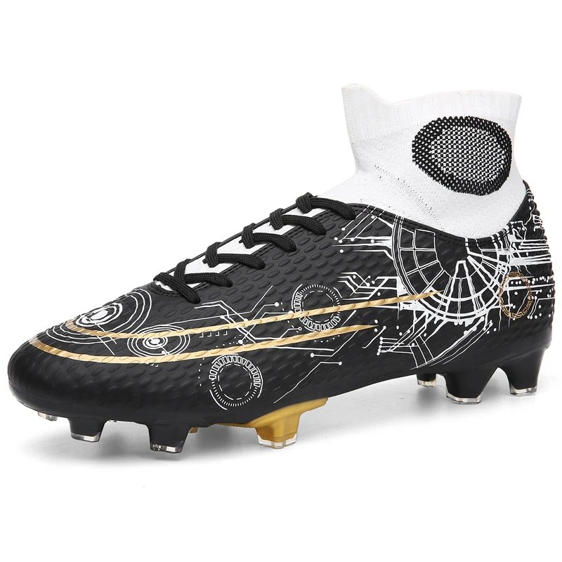 Football Boots for Men Teenager Adults Professional High-cut Cleats Starry Sky Printed Soccer Shoes Two-tone Zapatillas Hombre