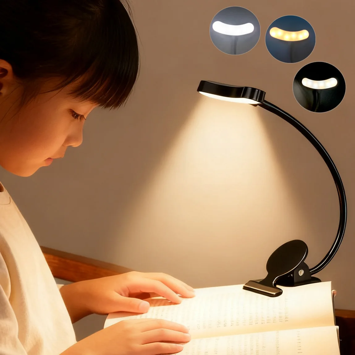 

Гибкая зажимная книжная лампа с сенсорным управлением, лампа для чтения, уход за глазами, USB аккумуляторная книжная лампа, светодиодная лампа для ночного чтения, настольная лампа