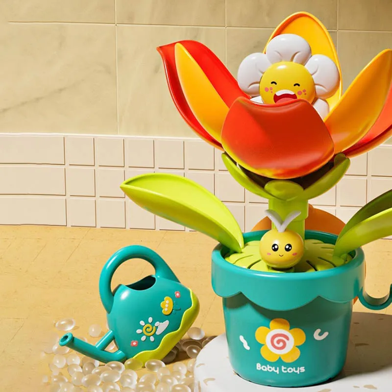 New Shower Baby Bath Play Water Spray Toy Cute Fun Flowers Sprinkler Blossom Cartoon Shower Boys And Girls Bath Spray Toys
