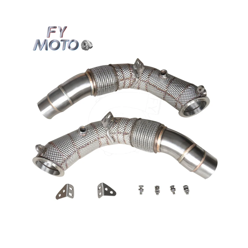 Exhaust Downpipe for BMW F10 M5 2012+ F13 M6 2012+ S63 engine with heat shield