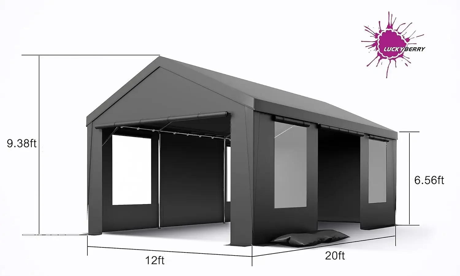 10'x 20' Heavy Duty Carport Portable Tent Waterproof UV-Protection Carport Garage with Removable Sidewalls & Doors for Quick