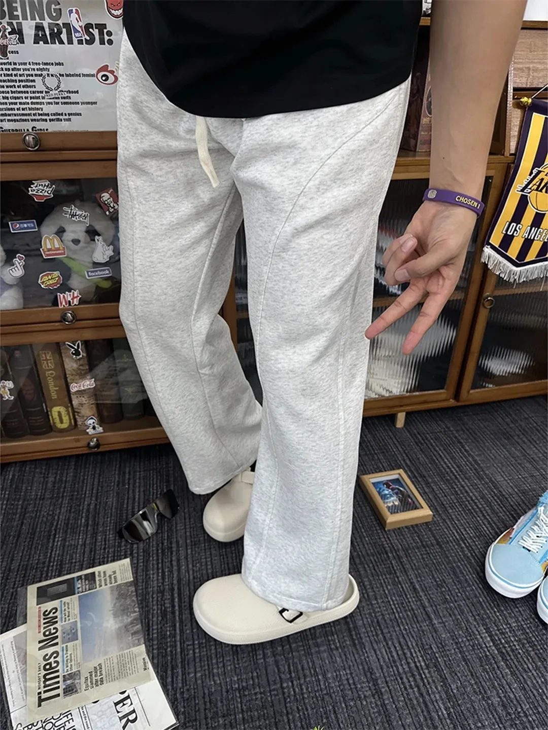 

Cleanfit American Sle Fitn Спортивные мужские брюки с наклонным вырезом и белыми глазами, расклешенные брюки с прямыми штанинами для похудения