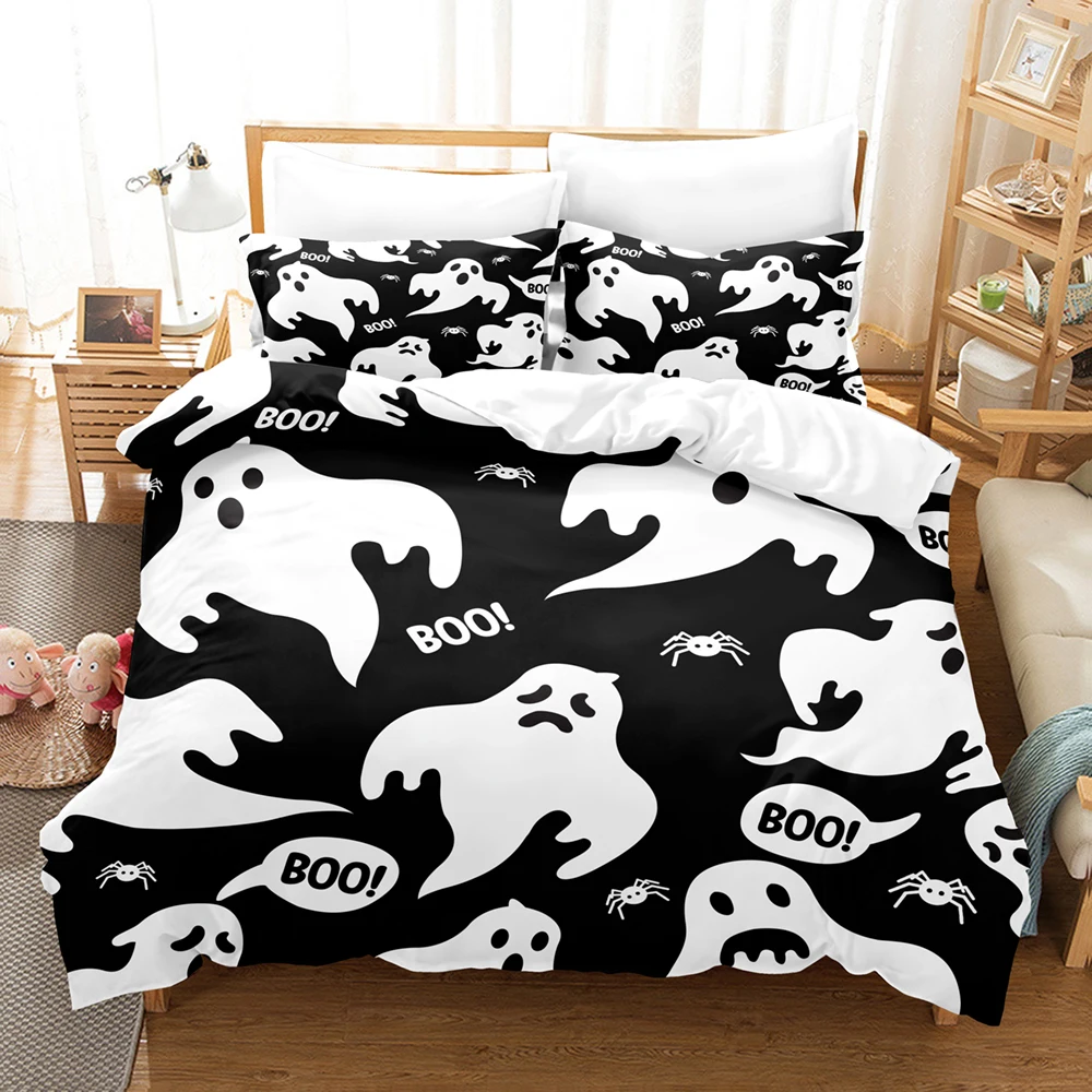 Happy Halloween Bedding Set 3D Digital Printing 2-3 Piece Set (No Core) Suitable for Bedroom Duvet Cover Set Halloween Decor