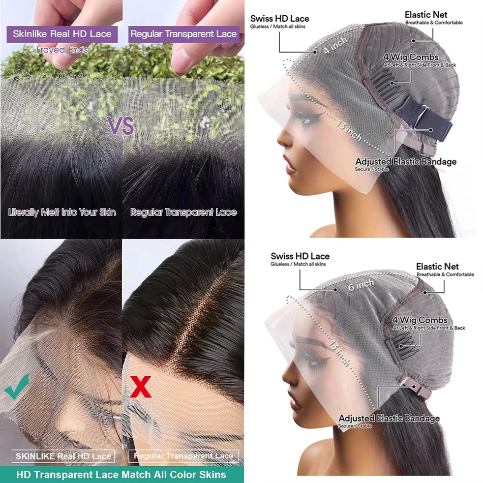 13x4 hd peruca frontal do laço 13x6 encaracolado perucas de cabelo humano onda de água peruca de cabelo humano 30 40 Polegada solto onda profunda escolha brasileira preto