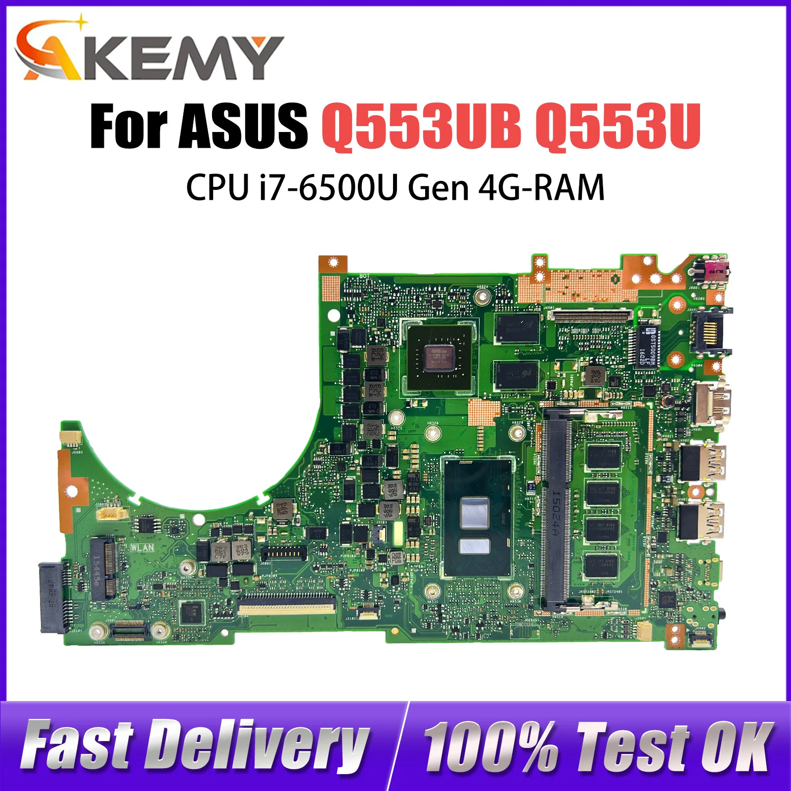 

Q553UB Mainboard For ASUS Q553UB Q553U Q553UB Laptop Motherboard With i7-6500U CPU GT940M-V2G 4GB RAM Fully Tested OK