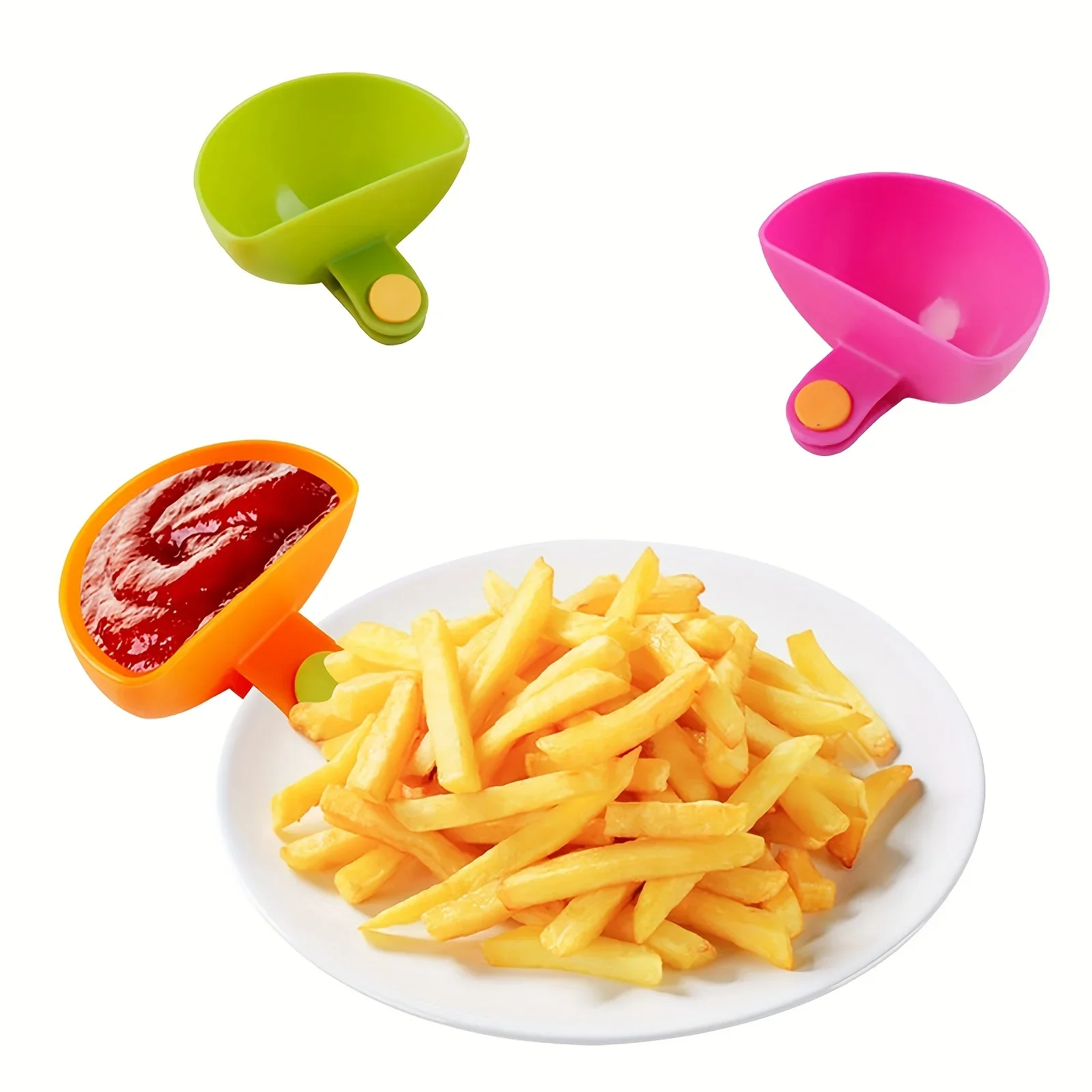 Dip Clip Bowl Plate Holder Color Plastic Dish Chip and Dip Serving Set for Spice Tomato Sauce Salt Veggie Vinegar Ketchup