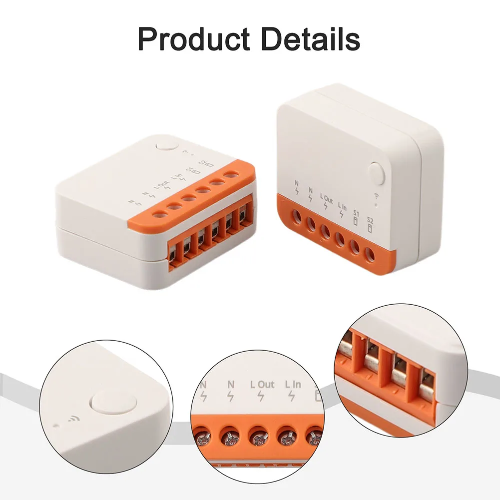 تصميم مدمج مفتاح ذكي مفتاح التتابع 2Way Switch 39.5x33x16.8mm WiFi مفتاح ذكي توافق متعدد الاستخدامات تصميم مدمج