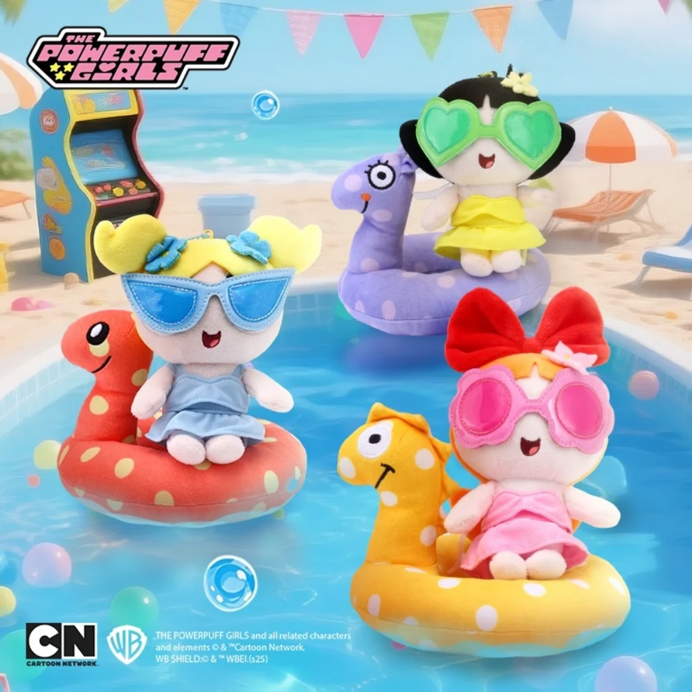Genuino 15 cm The Powerpuff Girls bambola di peluche Blossom Bubbles Buttercup portachiavi Buttercup costume da bagno bambola borsa ornamento regali