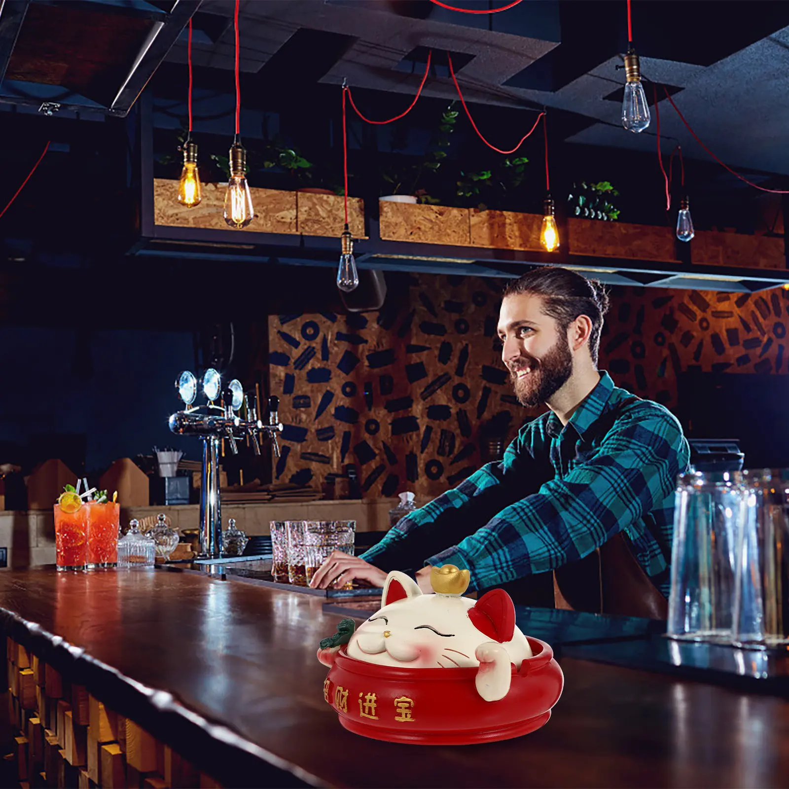 

Милая фигурка кошки из смолы, декоративный поднос, украшение для дома, символизирующее богатство