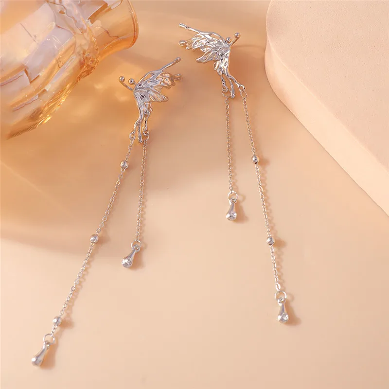 Aihua 1pc Weibliche Y2K Fee Schmetterling Quaste Clip Ohrringe für Frauen Mädchen Elf Engel Ohr Manschette Ohrring Mode schmuck Geschenke – Detail 6