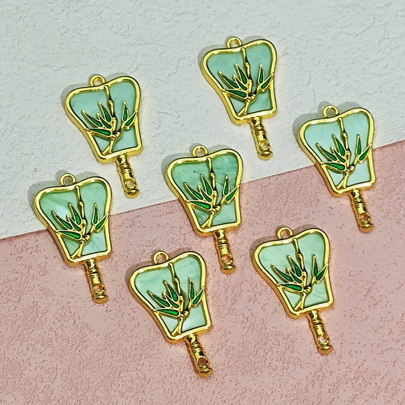 20pc set Chinese Fan Alloy Pendant Bamboo Circular Fan PendantdiyAntique Bracelet Necklace