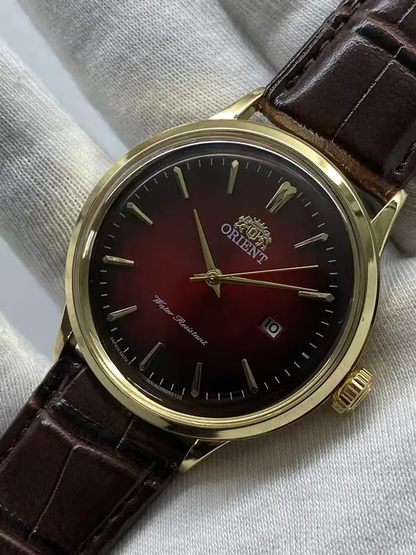 ساعة كوارتز عصرية مقاومة للماء ، حزام عالي الجودة ، مرآة فقاعات ، جديدة ، من نوع Orient