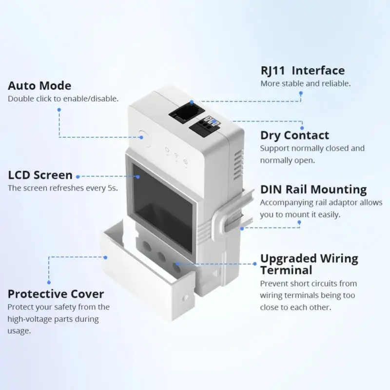 SONOFF THR316D/THR320D 16A/20A Temperature Humidity Smart Switch Dry Contact Output LCD Screen Monitoring Via EWeLink Alexa