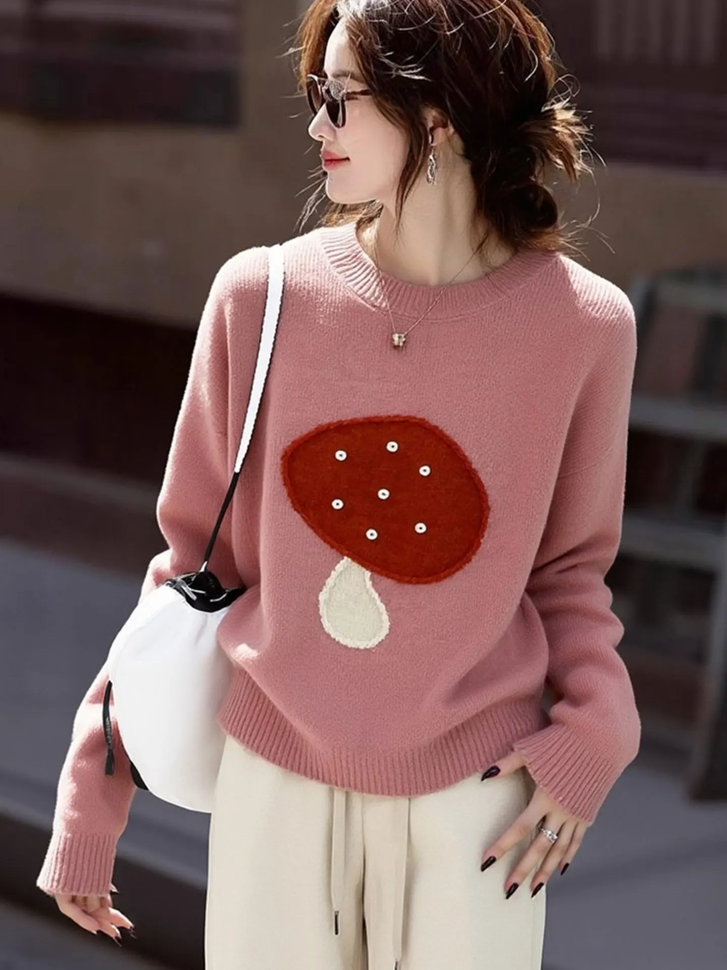 

Модный женский вязаный свитер с длинным рукавом, свободный крой, зимний стиль 2026, элегантный, универсальный, из кашемира, для повседневной носки