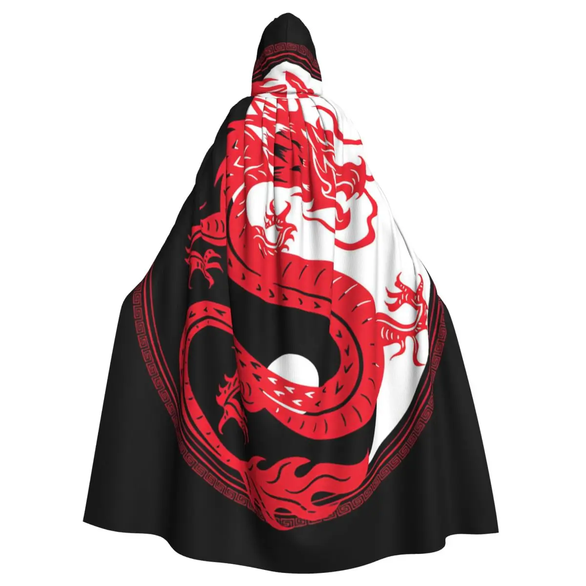 Yin Yang Dragon Harmony Taoism Daoism Gift Hooded Cloak Halloween Party Cosplay Woman Men Adult Long Witchcraft Robe Hood