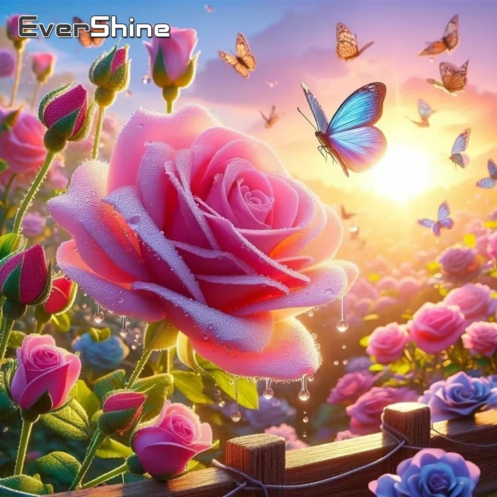 EverShine Neuerscheinung Diamant-Stickerei Blumen DIY Malerei-Set Muster für Erwachsene Anfänger Mosaik Schmetterling Handarbeit