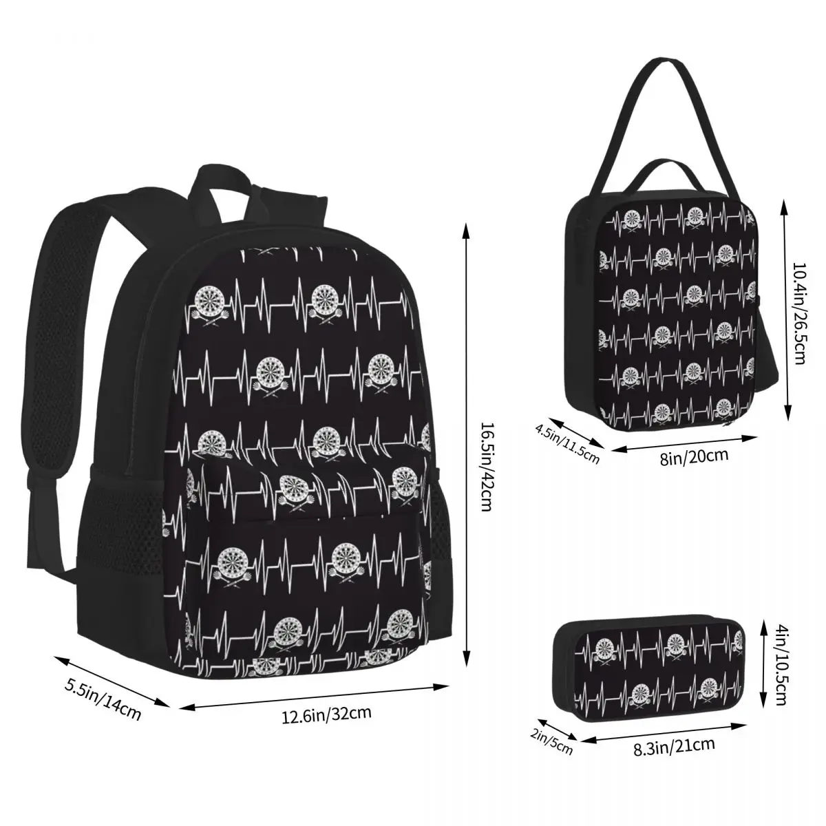 Darts Board Arrow Target Backpacks Boys Girls Bookbag School Bags Kids Rucksack Lunch Bag Pen Bag Three-Piece Set
