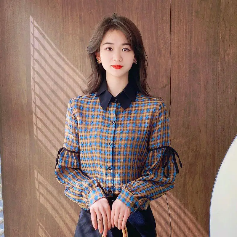 

Long -sleeved blouse shirt Women's spring 2023 new fashion foreign shirt casual palid small shirt lantern sleeve shirt blouse