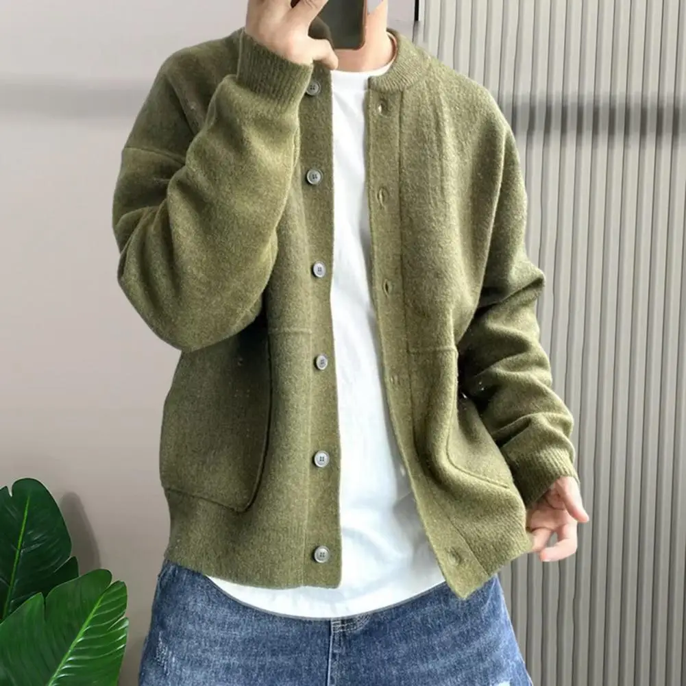 

2023 Spring New Light Luxury Fashion Cardigan Men Knitted Sweater Round Neck Jacket Loose Sweater Coat Boutique DressSimpleStyle