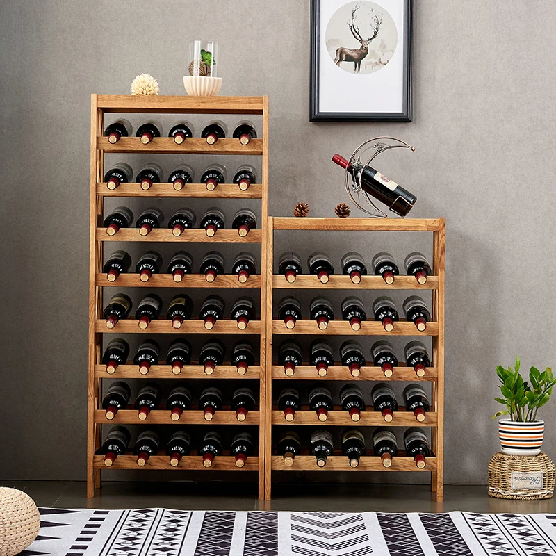 Modern Wooden Wine Rack Cabinet, Display Shelf Globe for Home Bar Furniture, Oak Wood, Wine Rack Holders, Storage, 25-40 Bottles