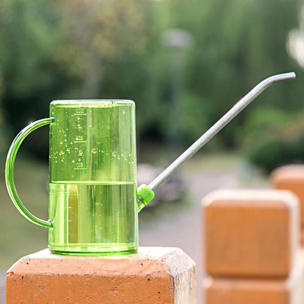 

Plastic Watering Can 1000 ML Clear Green Ergonomic H Long Mouth Design Ideal for Plants Flower Gardening Tool