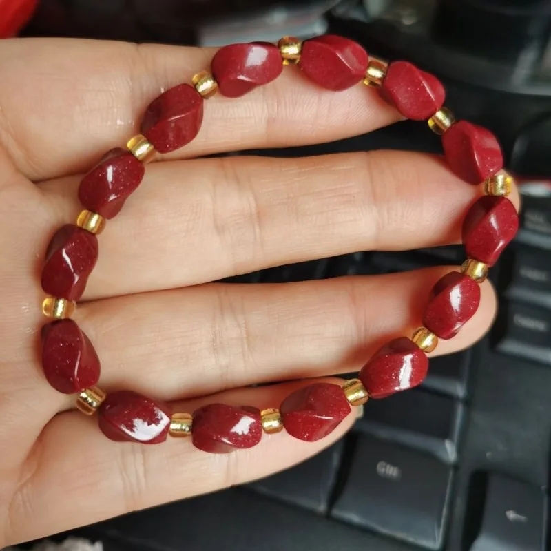 Cinnabar Twist Bead Transfer Bracelet for Men and Women