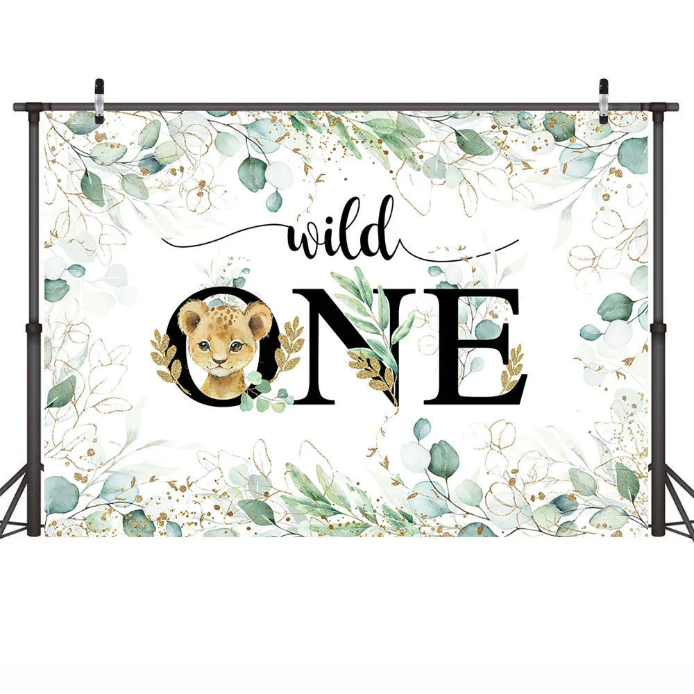 와일드 원 배경 정글 나뭇잎 동물 생일 케이크 테이블 배경 용품, 어린이 맞춤형 삼림 지대 사파리 파티 배너 장식