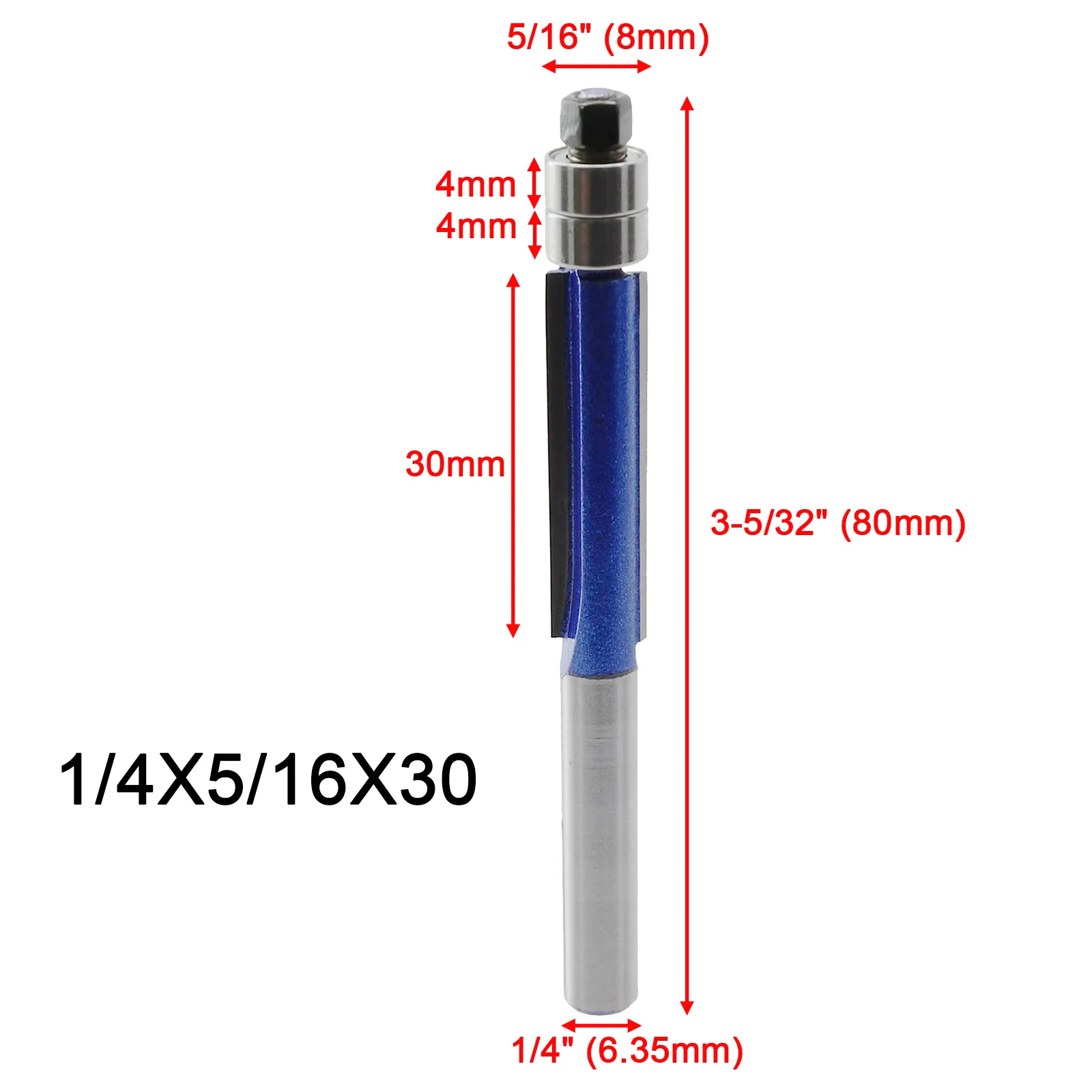 1pc 6.35mm Shank Double Bearing Flush Trim Bit Router Bit Woodworking Milling Cutter For Wood Bit Face Mill 5/16 1/2 3/8