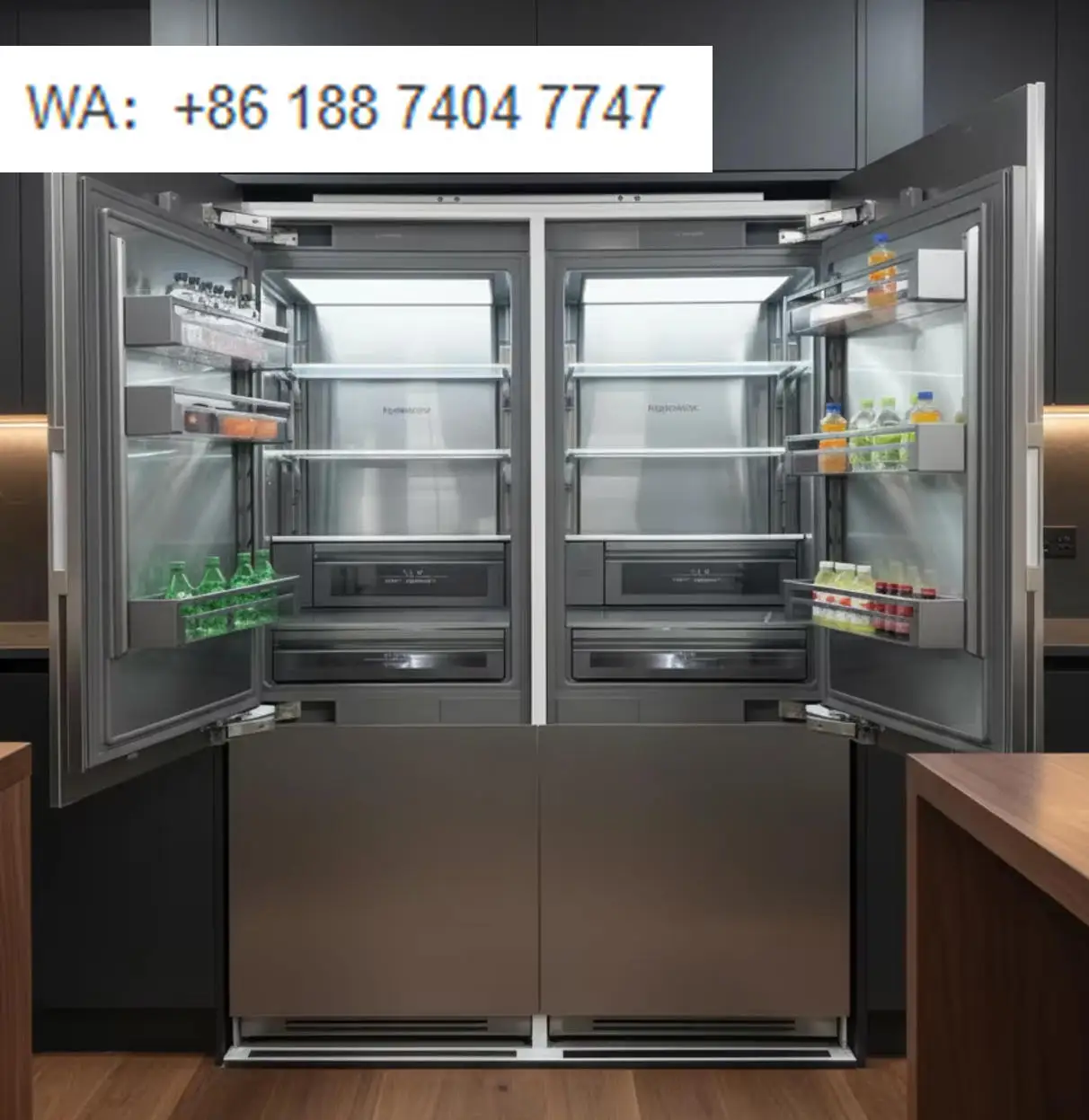 15 9 Cu Ft Built-In Refrigerator Stainless Steel French-Door Fridge 30-Inch Bottom-Freezer with Water Dispenser & Ice Maker