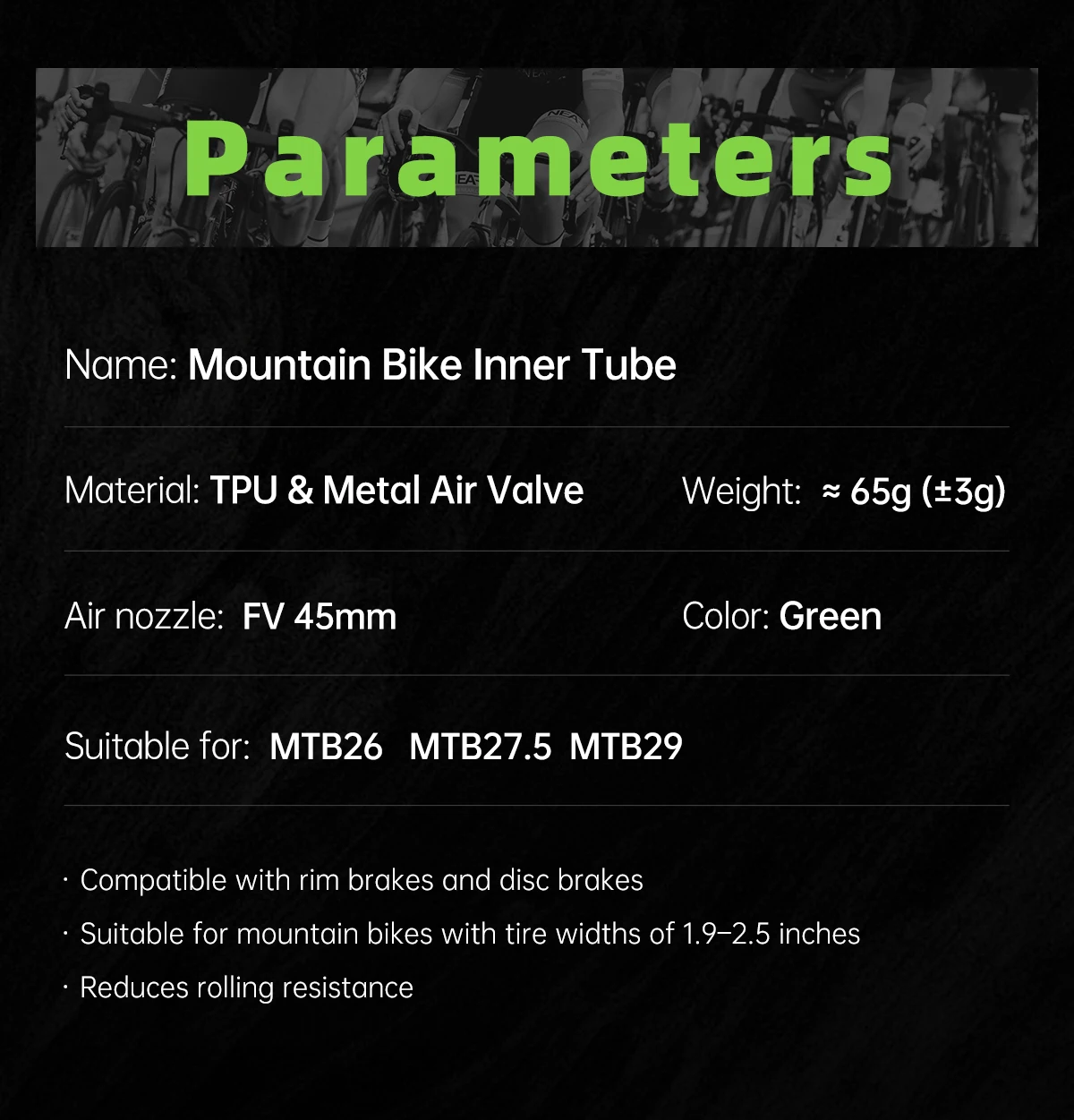 CYCLAMI Fahrradschlauch Ultraleichter TPU-Schlauch Metall Presta-Ventil FV Abnehmbares Fahrradzubehör für Mountain 1.9 2.5 MTB 29 27.5 26 – Detail 9