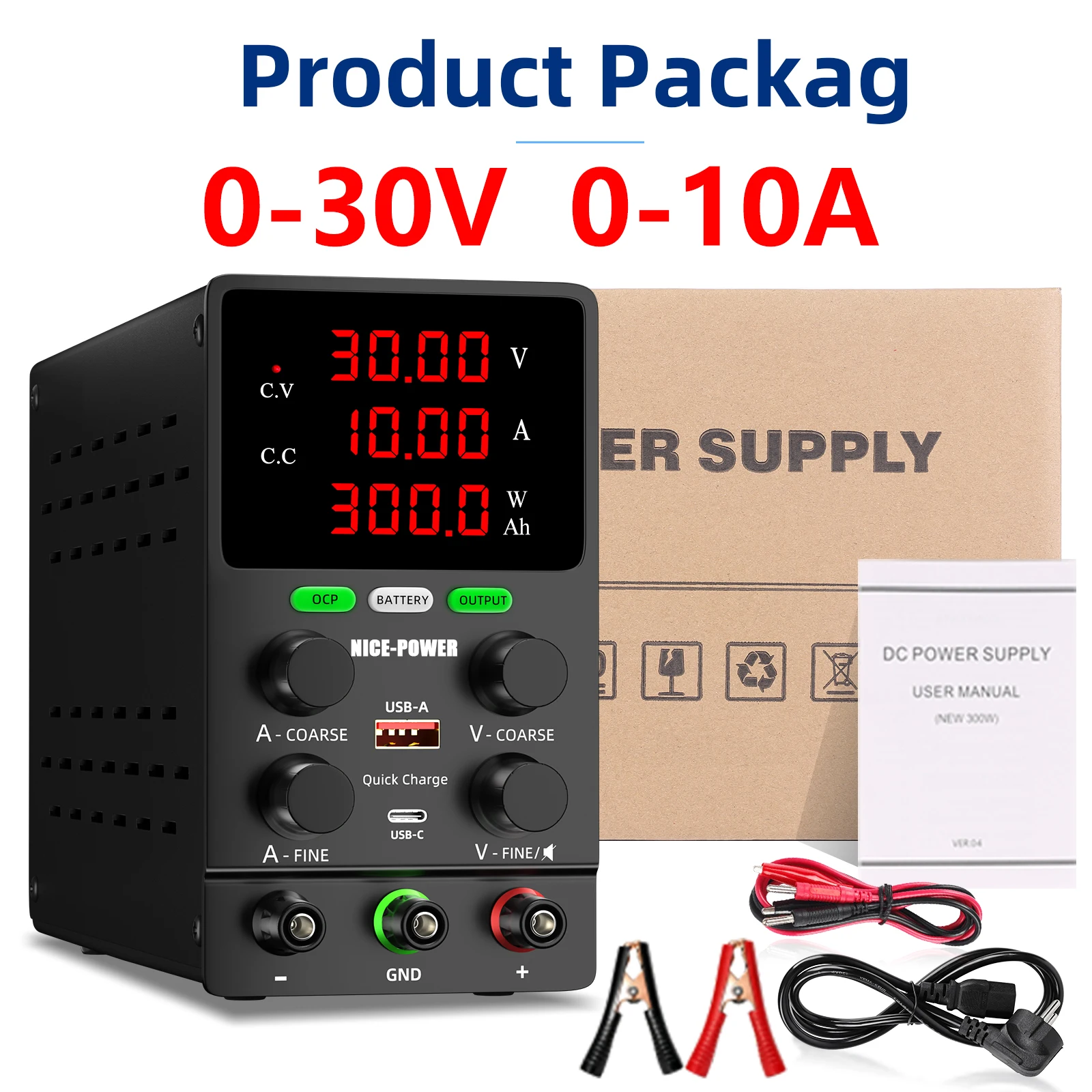 Professionele batterij opladen Lab DC voeding 30V 60V 120V Verstelbare Laboratorium OCP OUTPUT 12V 10A Oplader voor elektrische voertuigen 500w lettertype 12v voeding Omgekeerde