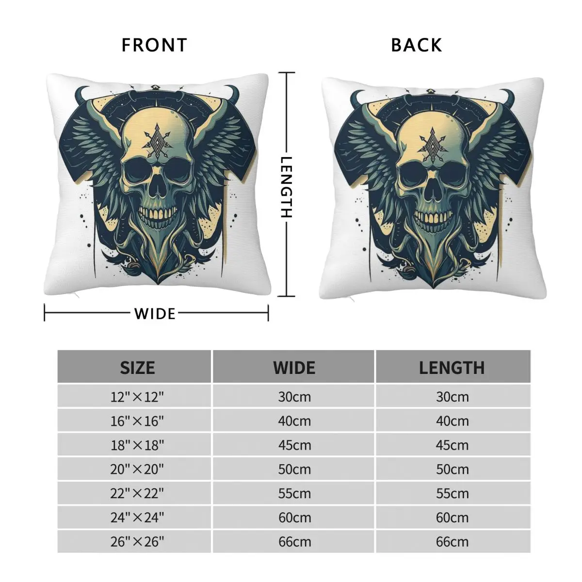 Skull Dark Gothic Square Pillowcase Polyester Linen Velvet Pattern Zip Decorative Home Cushion Cover
