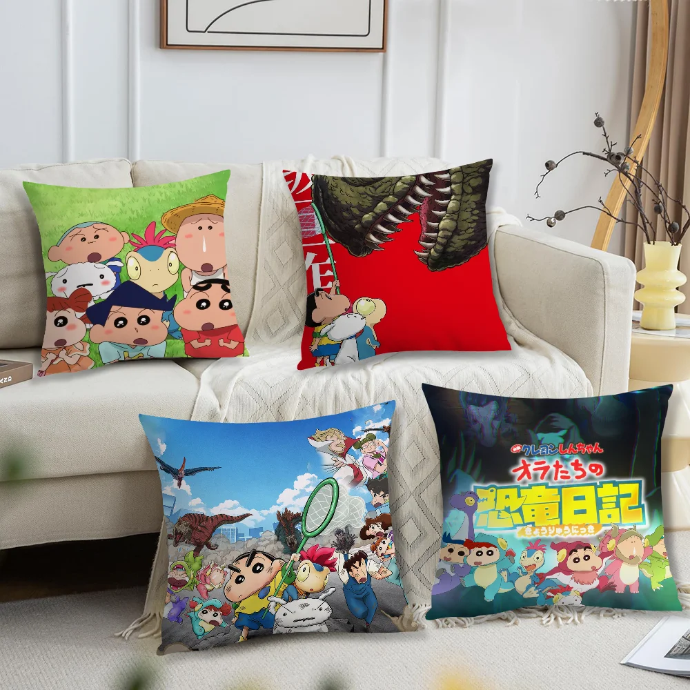 S-Shin Cartoon C-Crayons Chan Cute D-Dinosaurs D-Diary cushion cover Accessories Square Cushion Room Bedroom Headboard Sofa